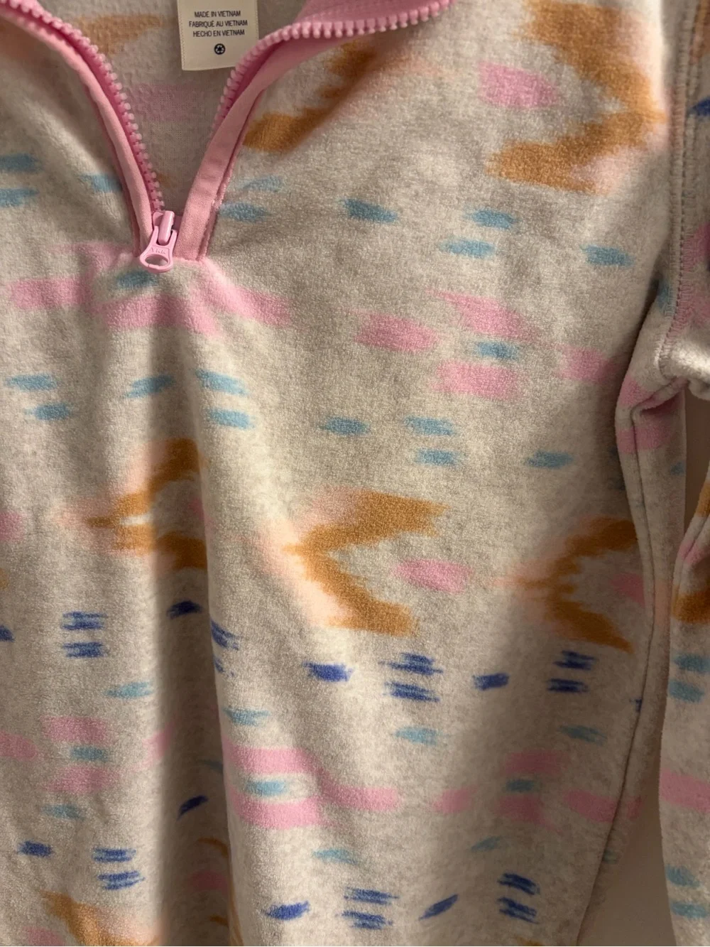 OshKosh B'gosh Pink and White Quarter-Zip Fleece Pullover